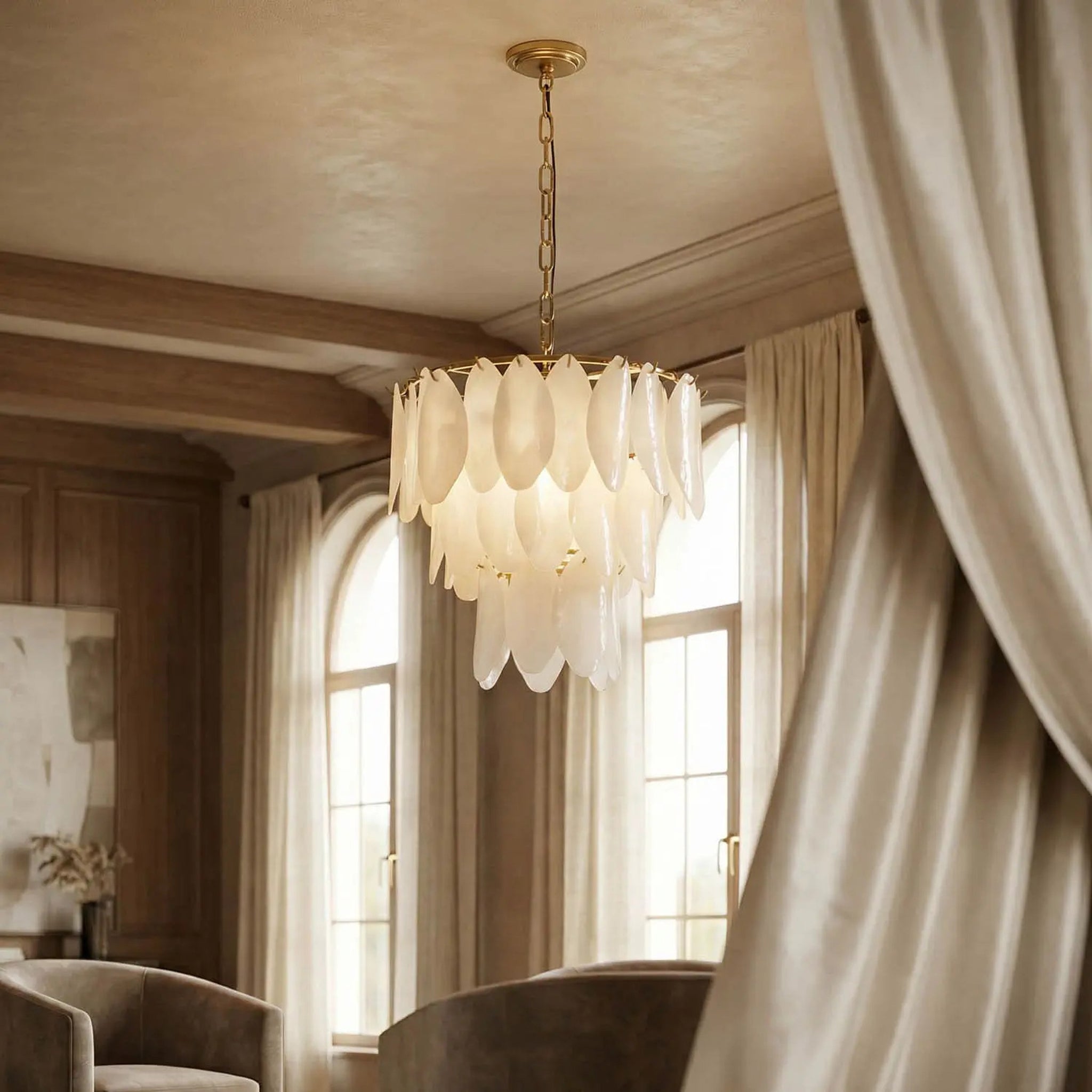 Lotus Chandelier in Antique Brass-2