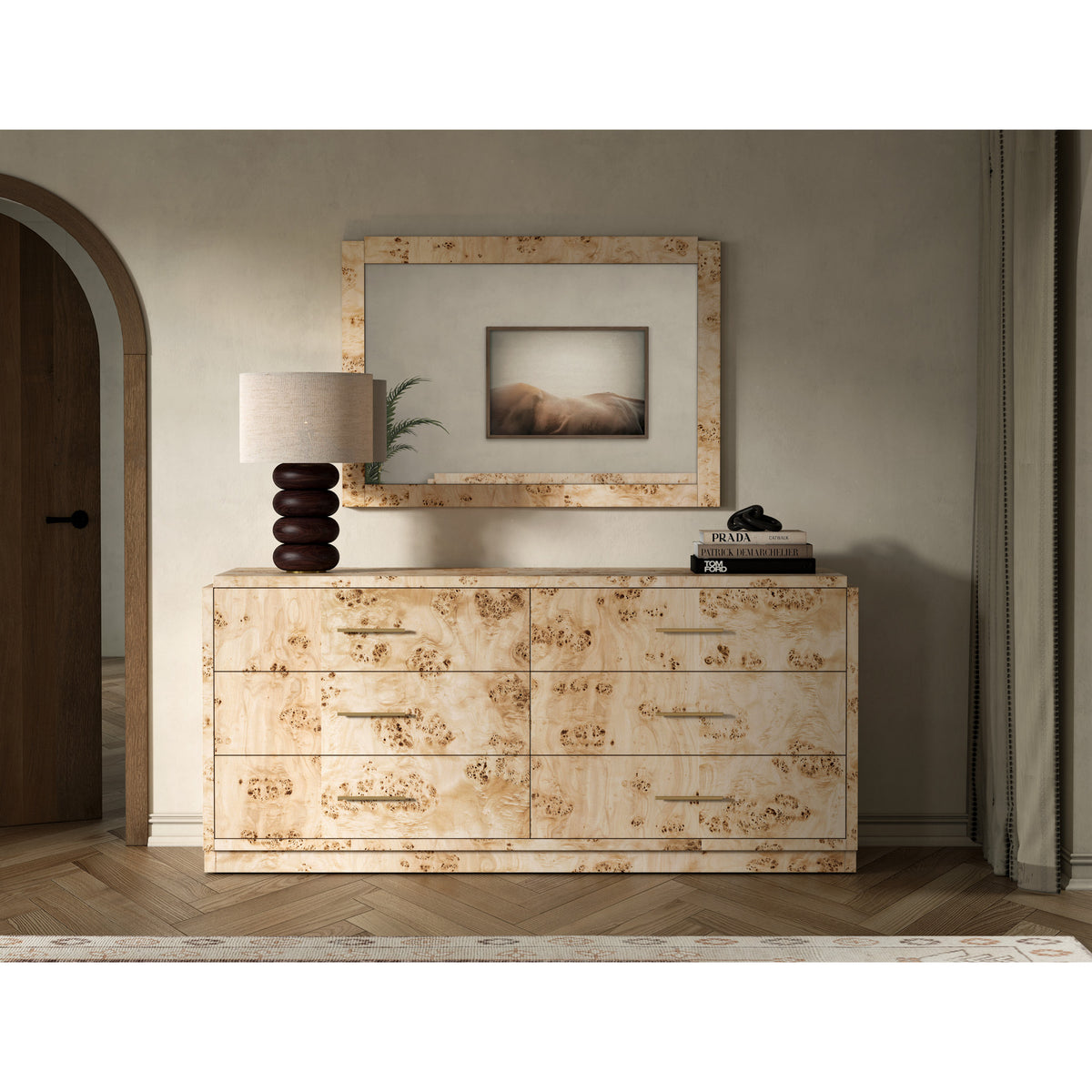 Wren 6-Drawer Burl Dresser-7