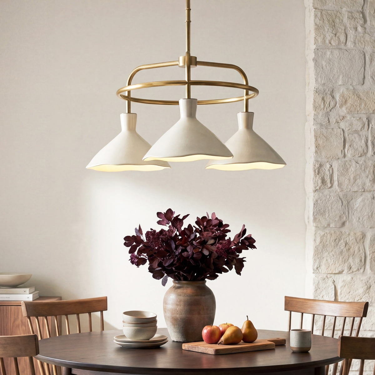 Dune 3-Light Chandelier in Cream-2