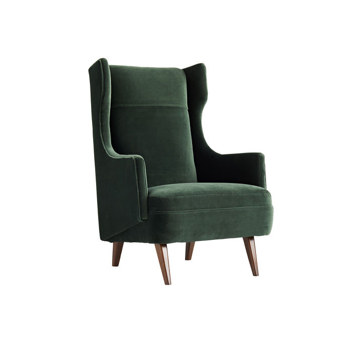 The first image of the Budelli Wing Chair in Green Velvet